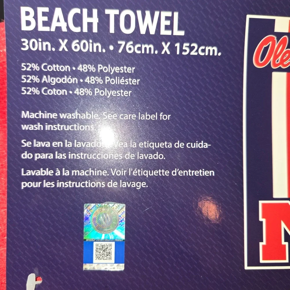 Ole Miss Rebels Beach Towel The Northwest‎ Group Red Blue White 30x60 NCAA NEW